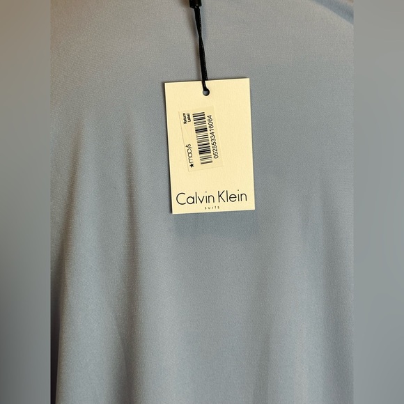 Calvin Klein Matte Jersey V-Neck Shoulder Pleat Sleeveless Top Large Baby Blue - Picture 8 of 10